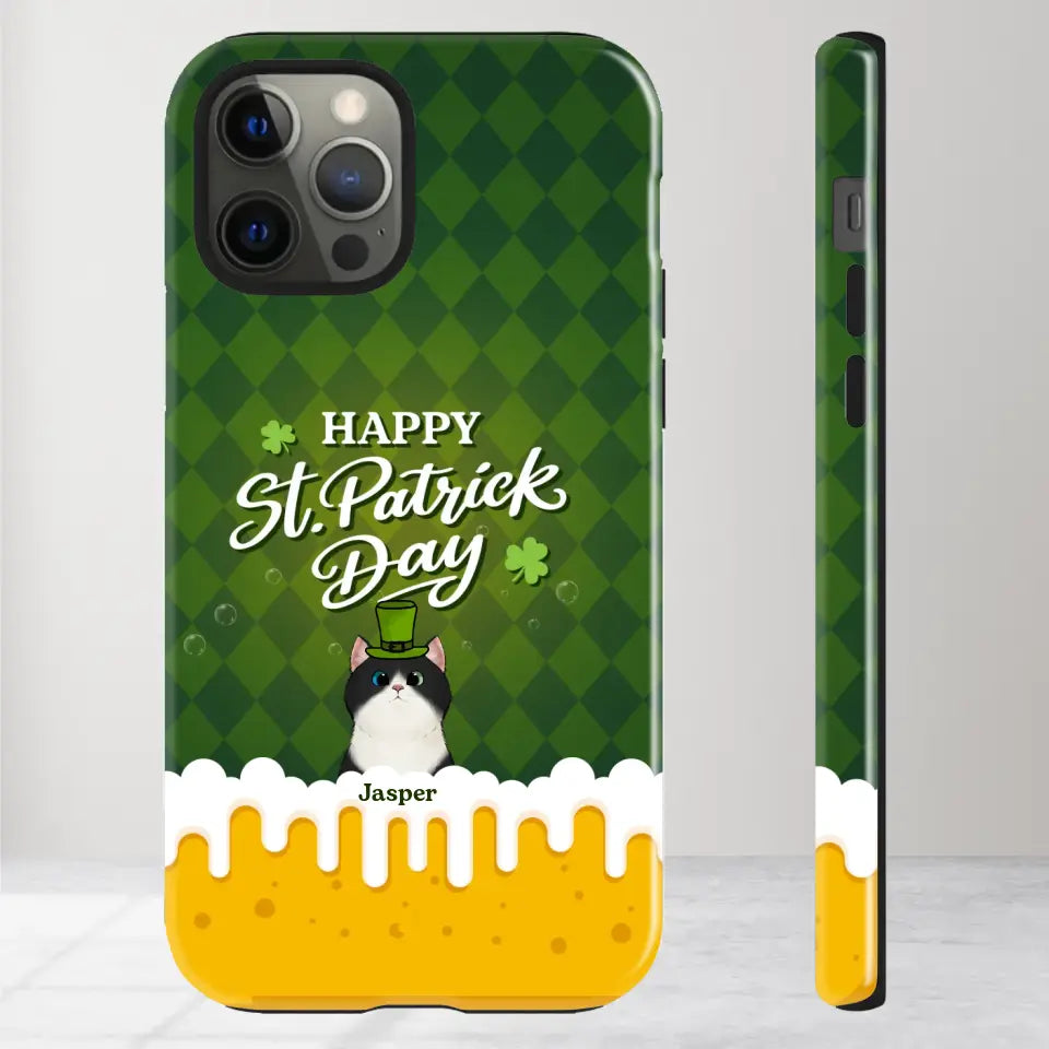 St. Patrick's Day Gifts For Cat Lovers - Custom Name - Personalized Gifts For Cat Lovers - iPhone Tough Phone Case