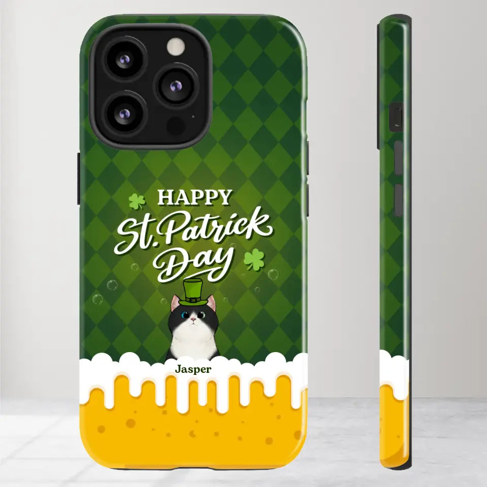 St. Patrick's Day Gifts For Cat Lovers - Custom Name - Personalized Gifts For Cat Lovers - iPhone Tough Phone Case