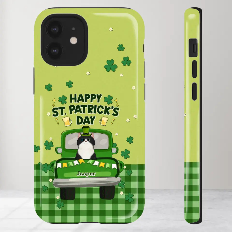 Cat Patrick's Day - Custom Name - Personalized Gifts For Cat Lovers- iPhone Tough Phone Case