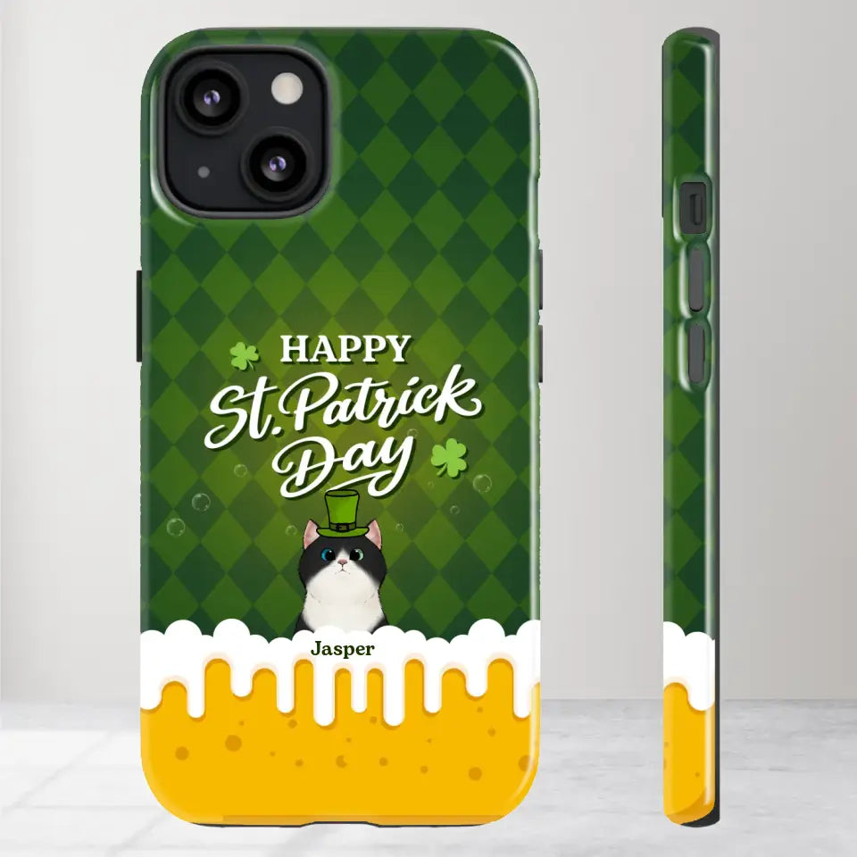 St. Patrick's Day Gifts For Cat Lovers - Custom Name - Personalized Gifts For Cat Lovers - iPhone Tough Phone Case