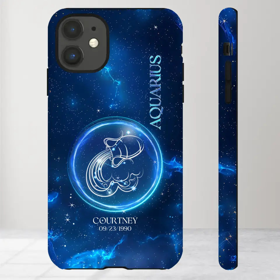 Zodiac Signs In Dark Blue Sky - Custom Zodiac - Personalized Gifts For Her - iPhone Tough Phone Case