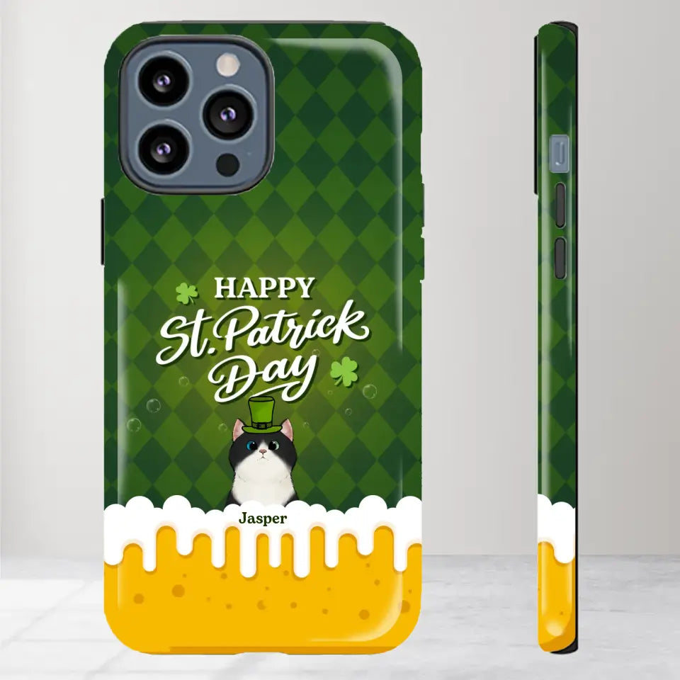 St. Patrick's Day Gifts For Cat Lovers - Custom Name - Personalized Gifts For Cat Lovers - iPhone Tough Phone Case