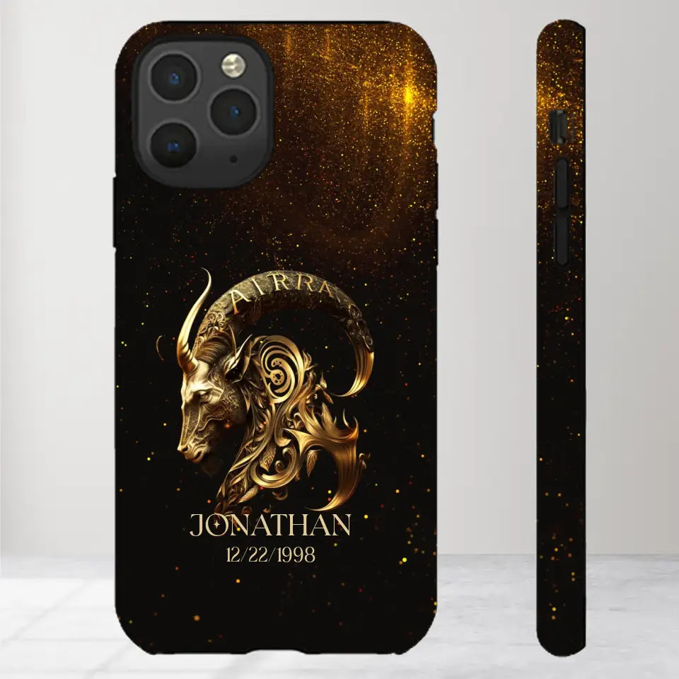 Golden Zodiac - Custom Zodiac - Personalized Gifts For Him - iPhone Tough Phone Case