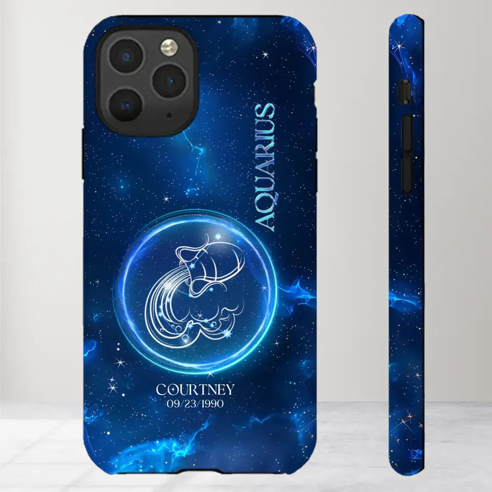 Zodiac Signs In Dark Blue Sky - Custom Zodiac - Personalized Gifts For Her - iPhone Tough Phone Case