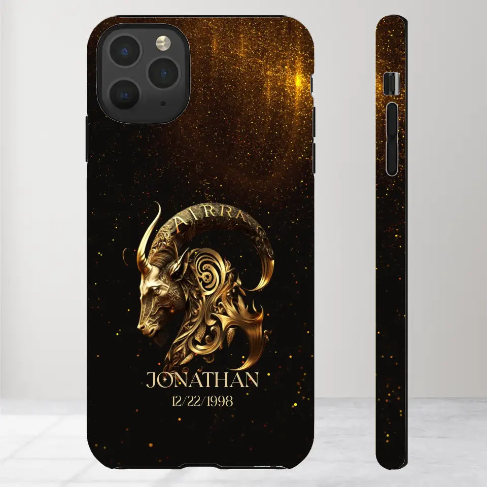 Golden Zodiac - Custom Zodiac - Personalized Gifts For Him - iPhone Tough Phone Case