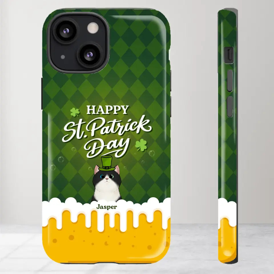 St. Patrick's Day Gifts For Cat Lovers - Custom Name - Personalized Gifts For Cat Lovers - iPhone Tough Phone Case