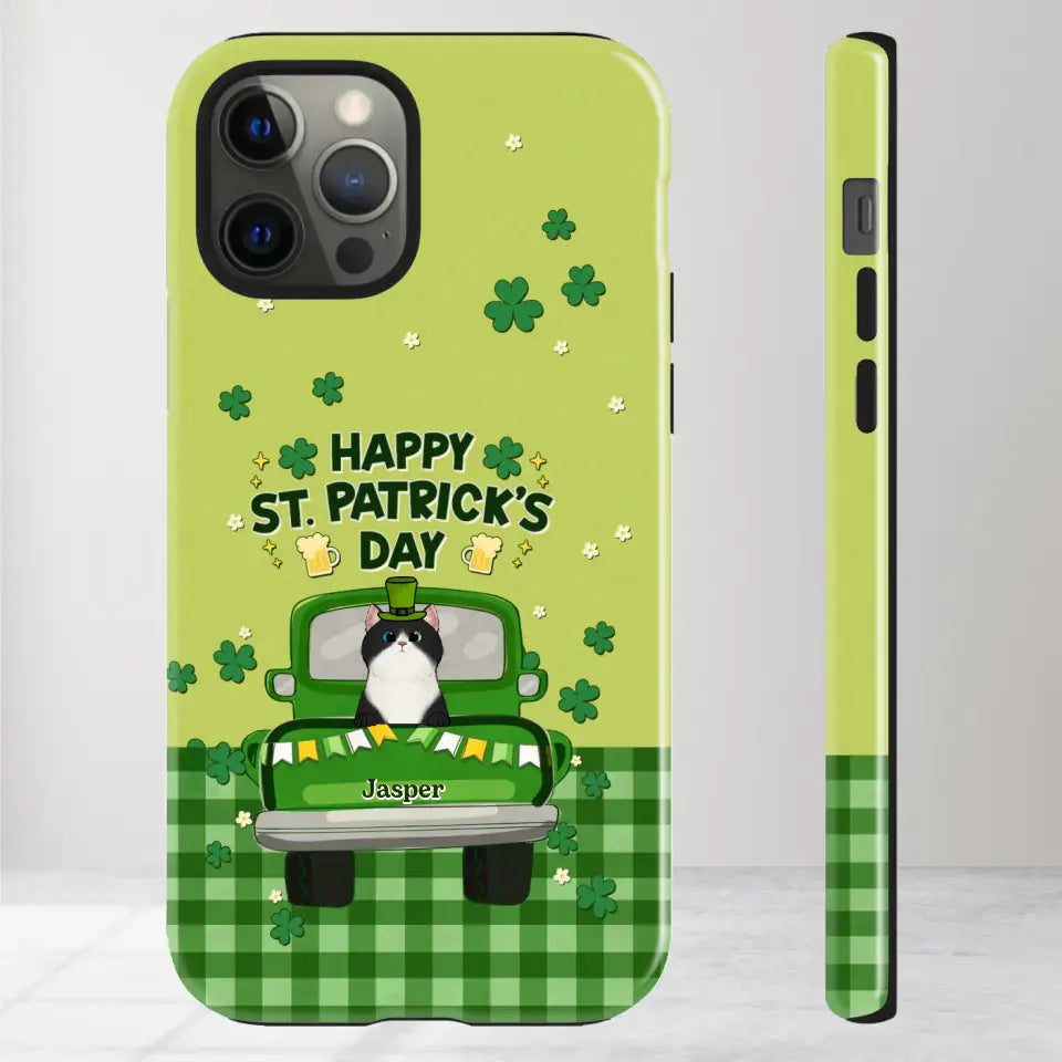 Cat Patrick's Day - Custom Name - Personalized Gifts For Cat Lovers- iPhone Tough Phone Case