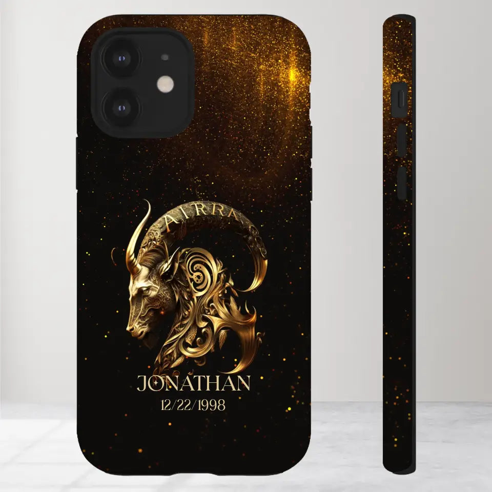 Golden Zodiac - Custom Zodiac - Personalized Gifts For Him - iPhone Tough Phone Case