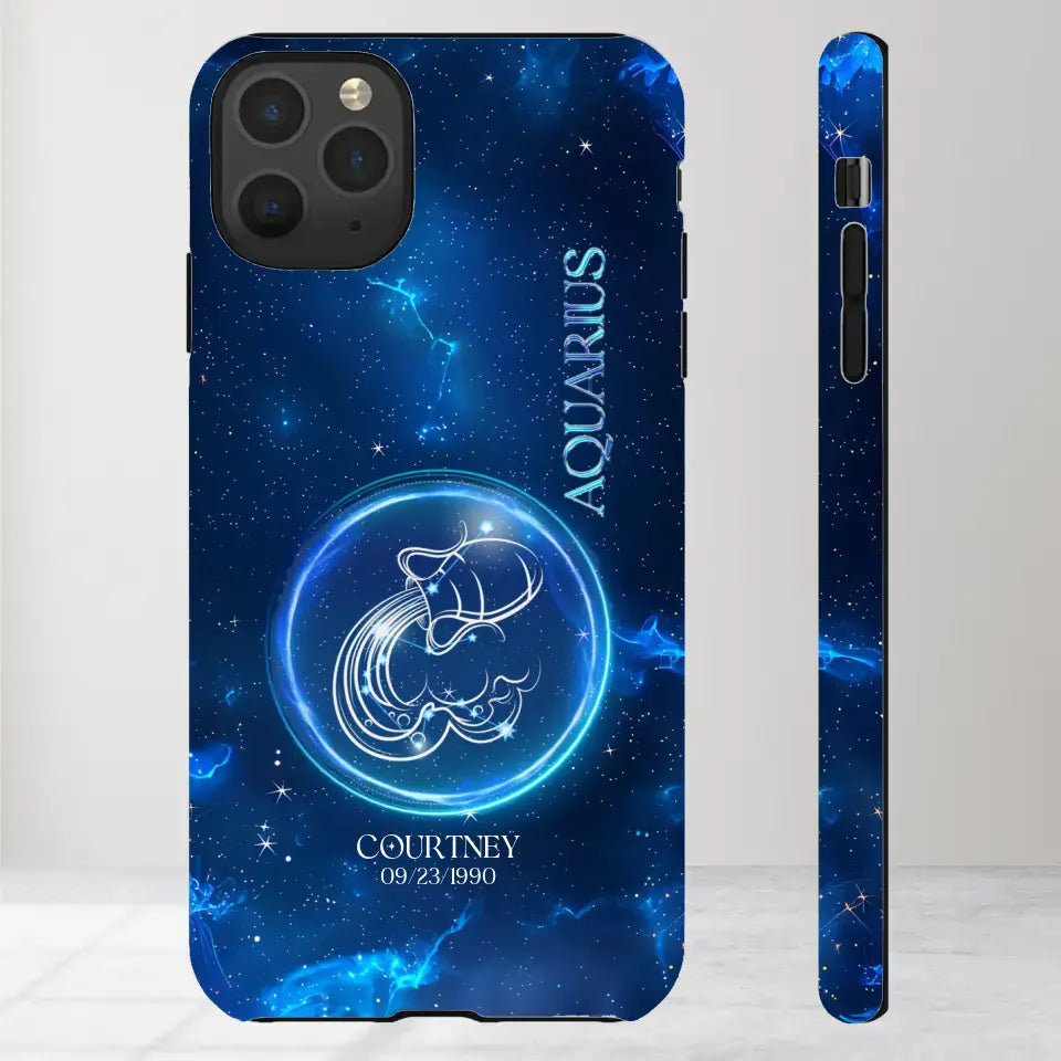 Zodiac Signs In Dark Blue Sky - Custom Zodiac - Personalized Gifts For Her - iPhone Tough Phone Case