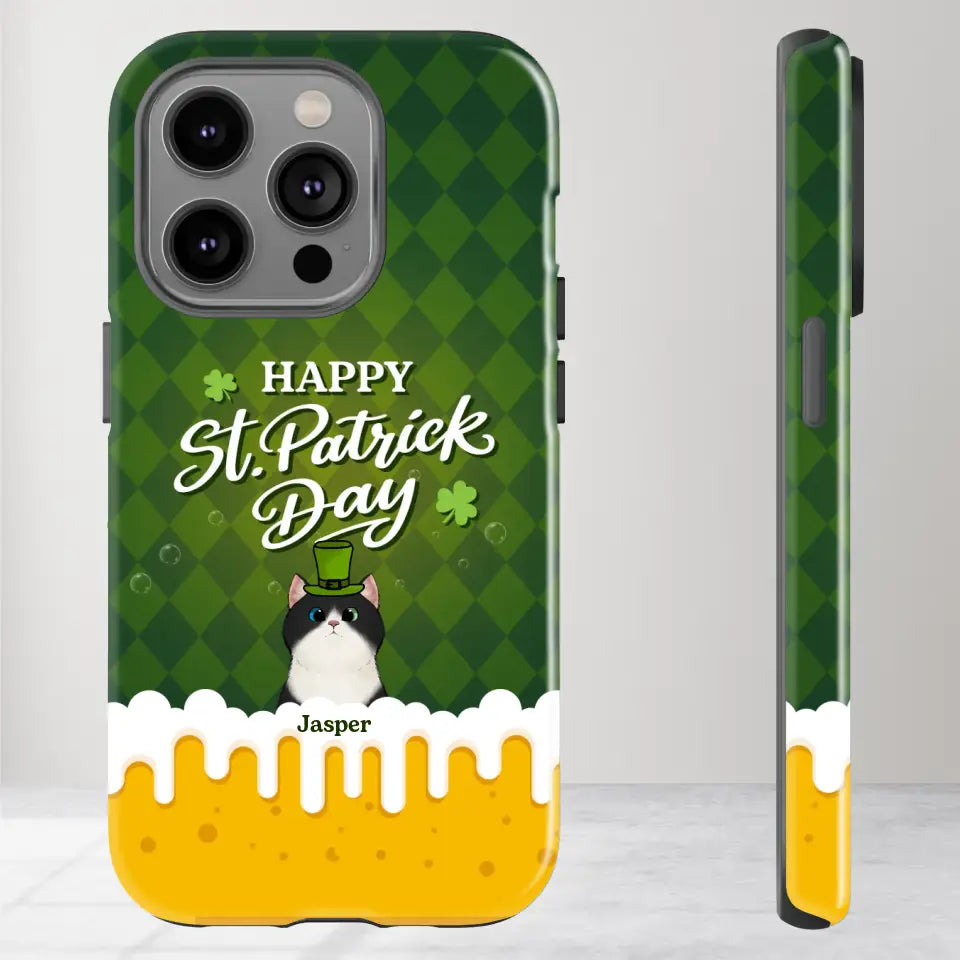 St. Patrick's Day Gifts For Cat Lovers - Custom Name - Personalized Gifts For Cat Lovers - iPhone Tough Phone Case