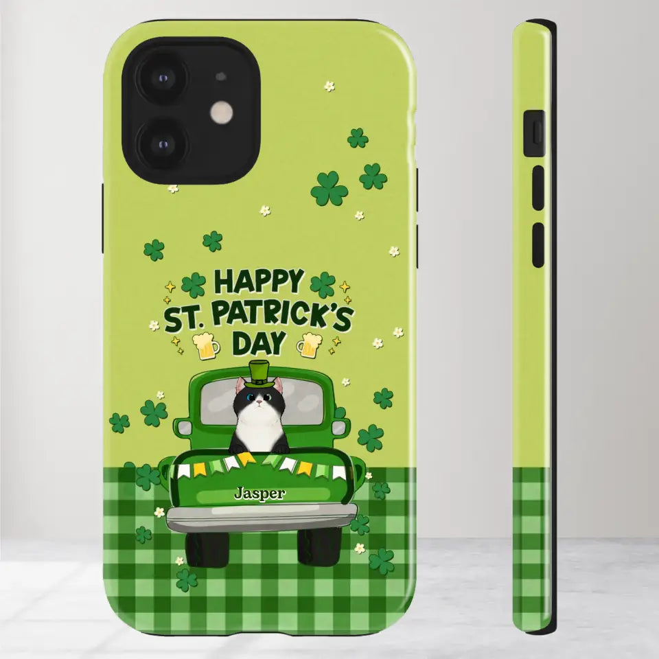 Cat Patrick's Day - Custom Name - Personalized Gifts For Cat Lovers- iPhone Tough Phone Case