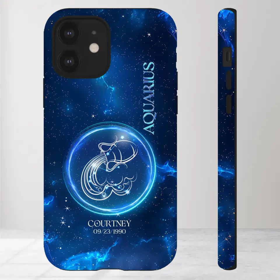 Zodiac Signs In Dark Blue Sky - Custom Zodiac - Personalized Gifts For Her - iPhone Tough Phone Case