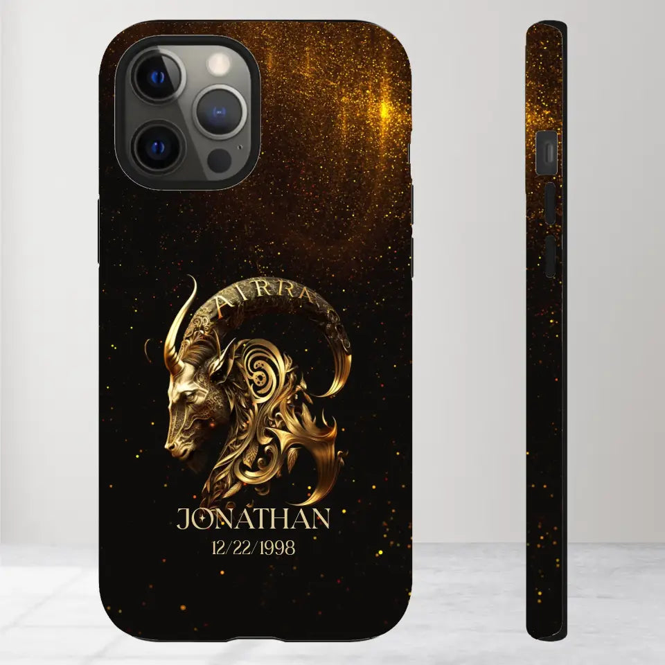 Golden Zodiac - Custom Zodiac - Personalized Gifts For Him - iPhone Tough Phone Case