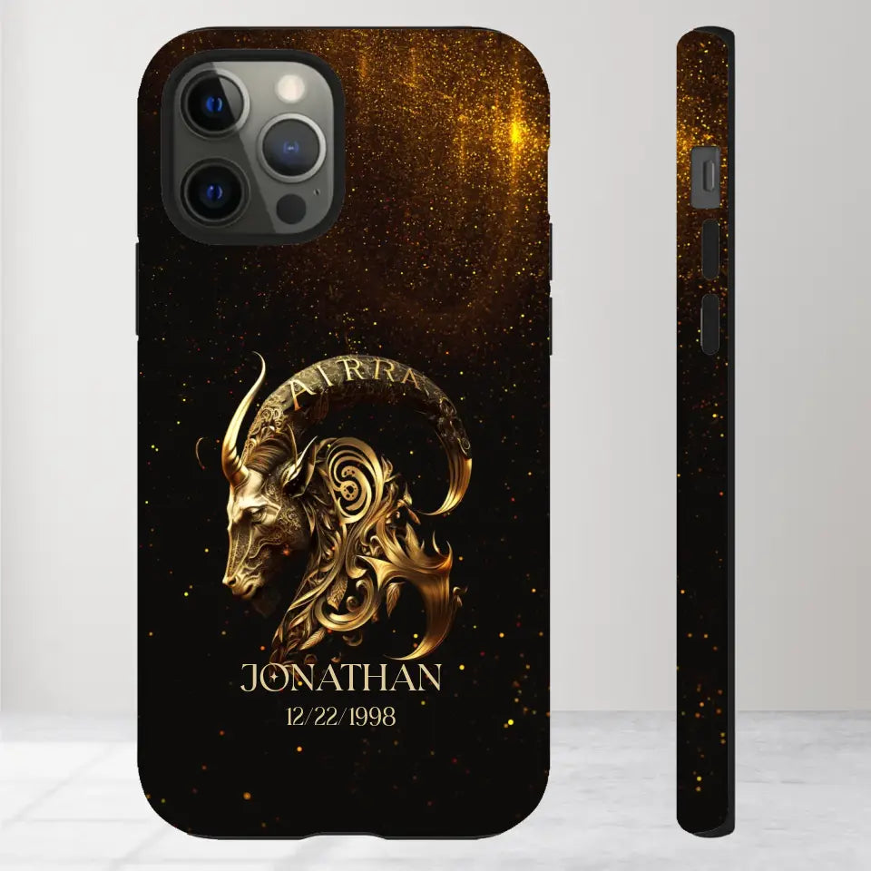 Golden Zodiac - Custom Zodiac - Personalized Gifts For Him - iPhone Tough Phone Case