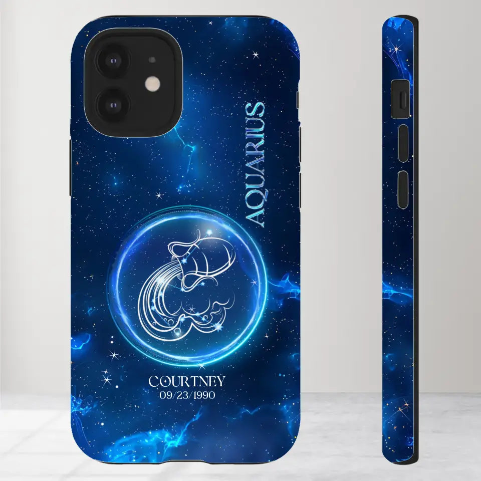 Zodiac Signs In Dark Blue Sky - Custom Zodiac - Personalized Gifts For Her - iPhone Tough Phone Case