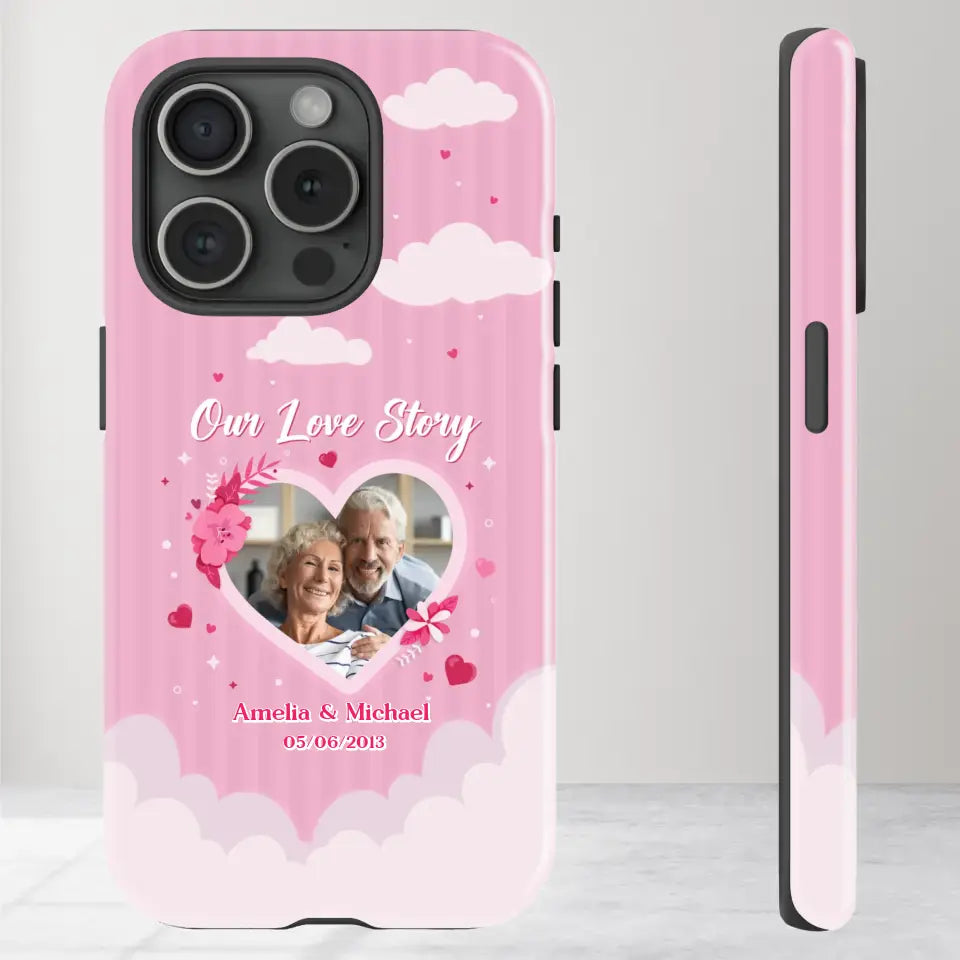 Our Love Story With Our Half - Personalized Gifts For Couples - iPhone Tough Phone Case