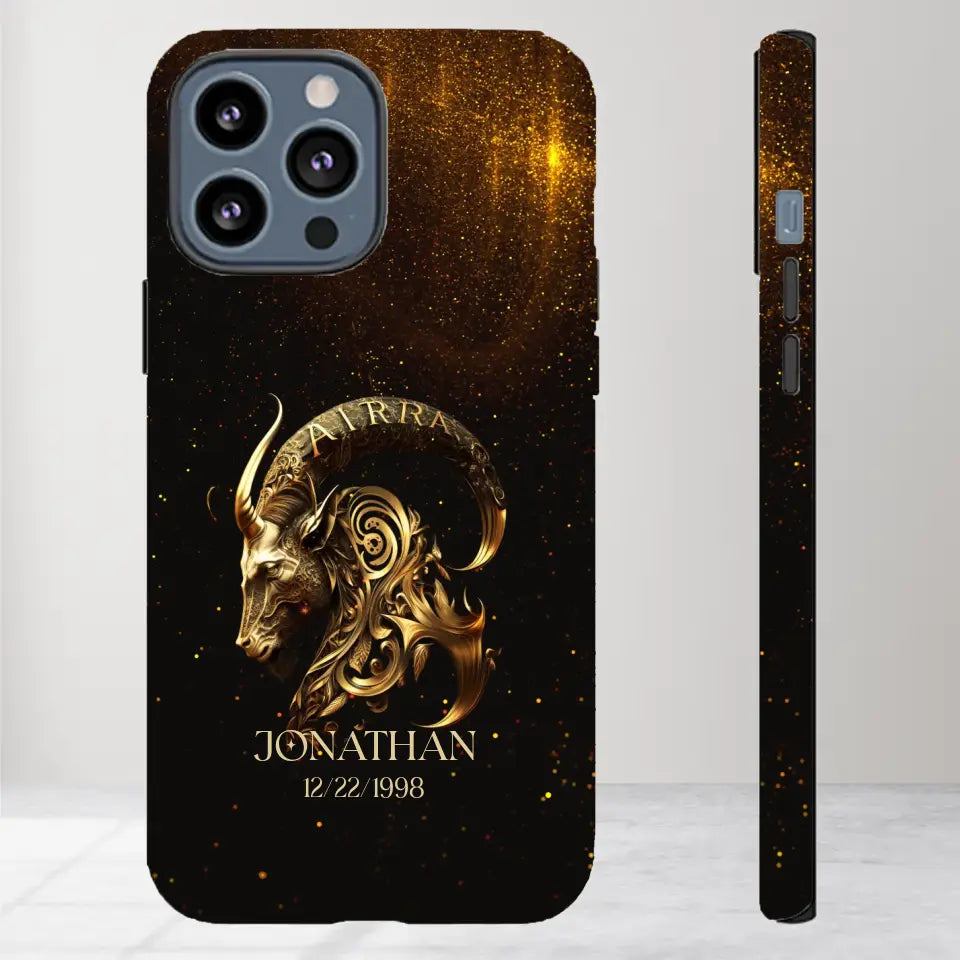 Golden Zodiac - Custom Zodiac - Personalized Gifts For Him - iPhone Tough Phone Case