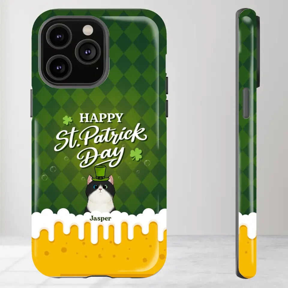 St. Patrick's Day Gifts For Cat Lovers - Custom Name - Personalized Gifts For Cat Lovers - iPhone Tough Phone Case