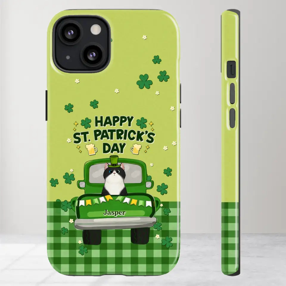 Cat Patrick's Day - Custom Name - Personalized Gifts For Cat Lovers- iPhone Tough Phone Case