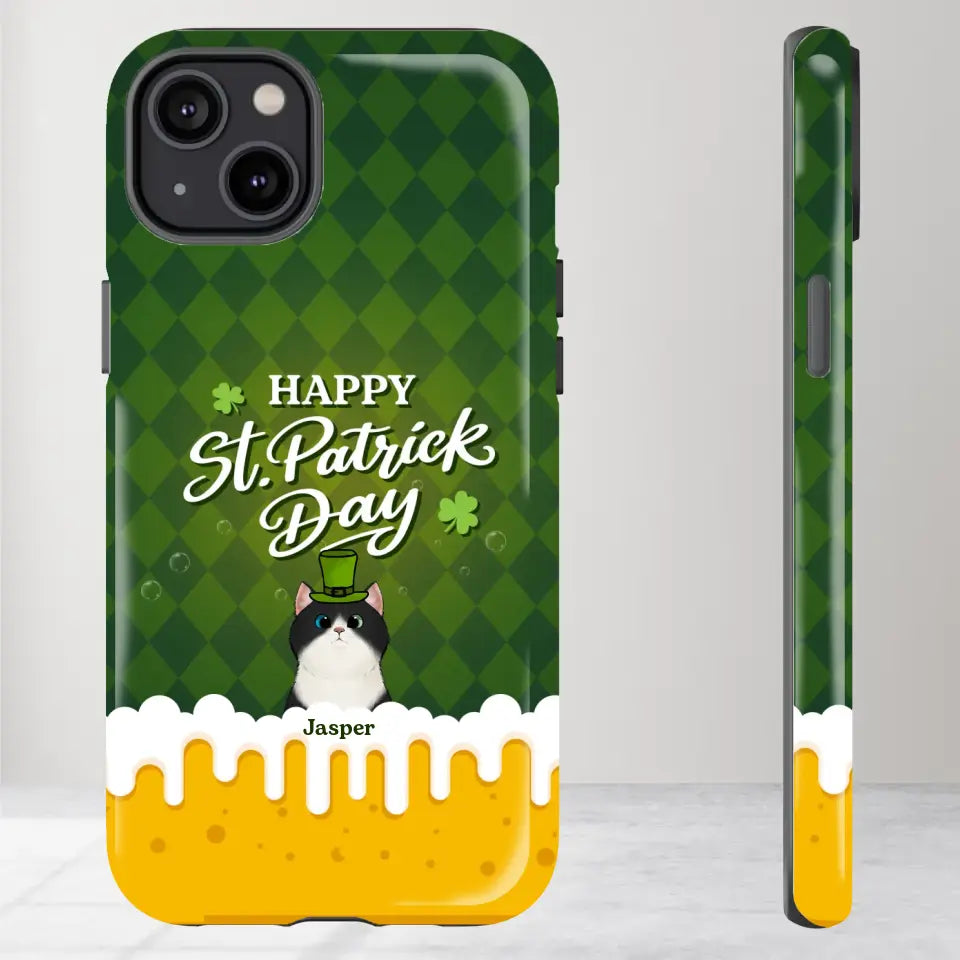 St. Patrick's Day Gifts For Cat Lovers - Custom Name - Personalized Gifts For Cat Lovers - iPhone Tough Phone Case