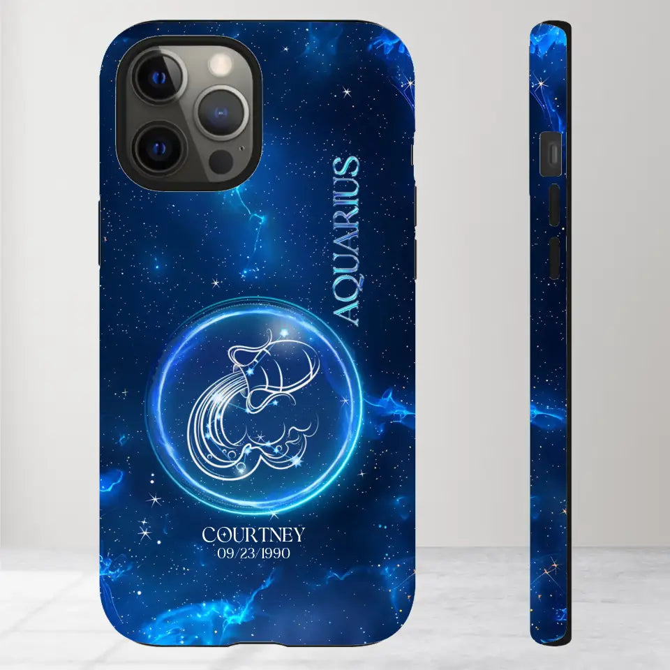 Zodiac Signs In Dark Blue Sky - Custom Zodiac - Personalized Gifts For Her - iPhone Tough Phone Case