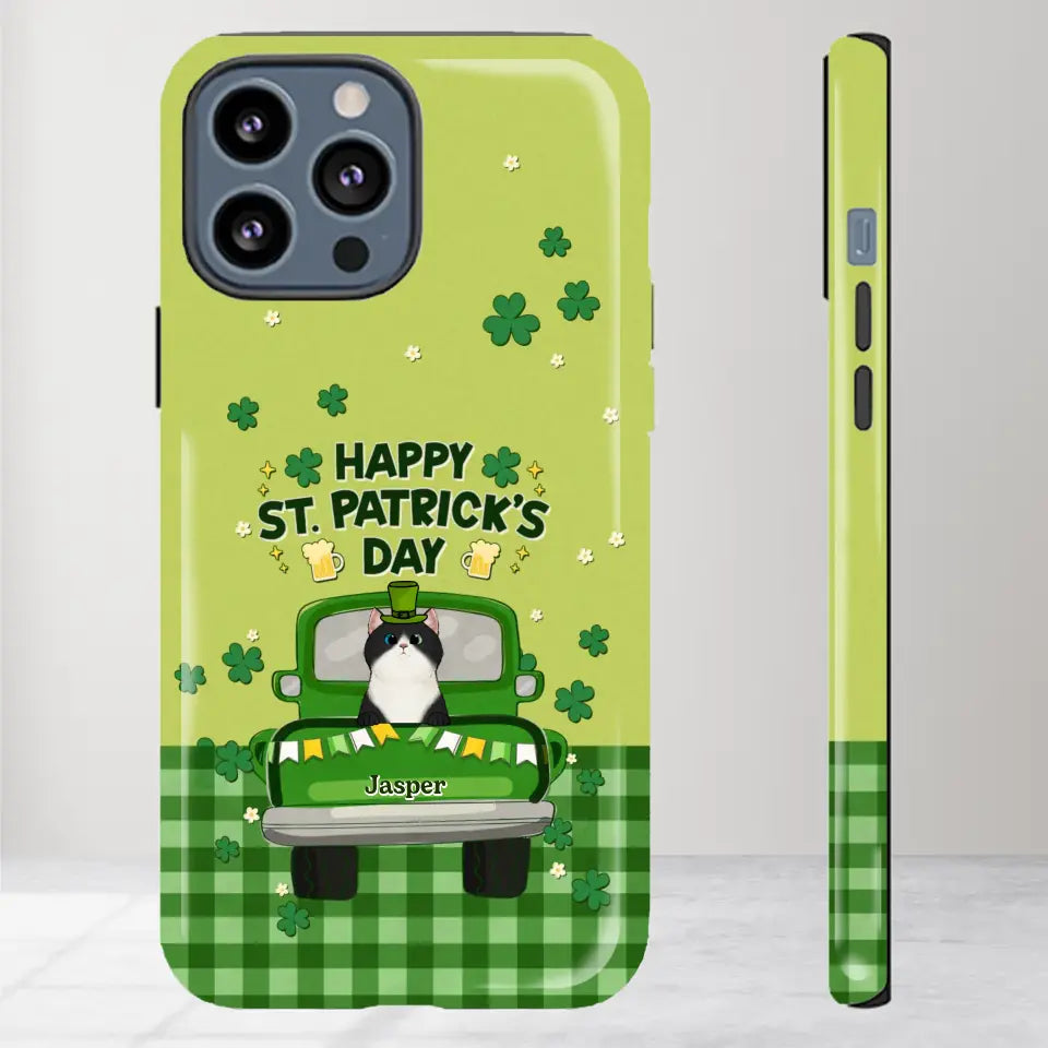 Cat Patrick's Day - Custom Name - Personalized Gifts For Cat Lovers- iPhone Tough Phone Case