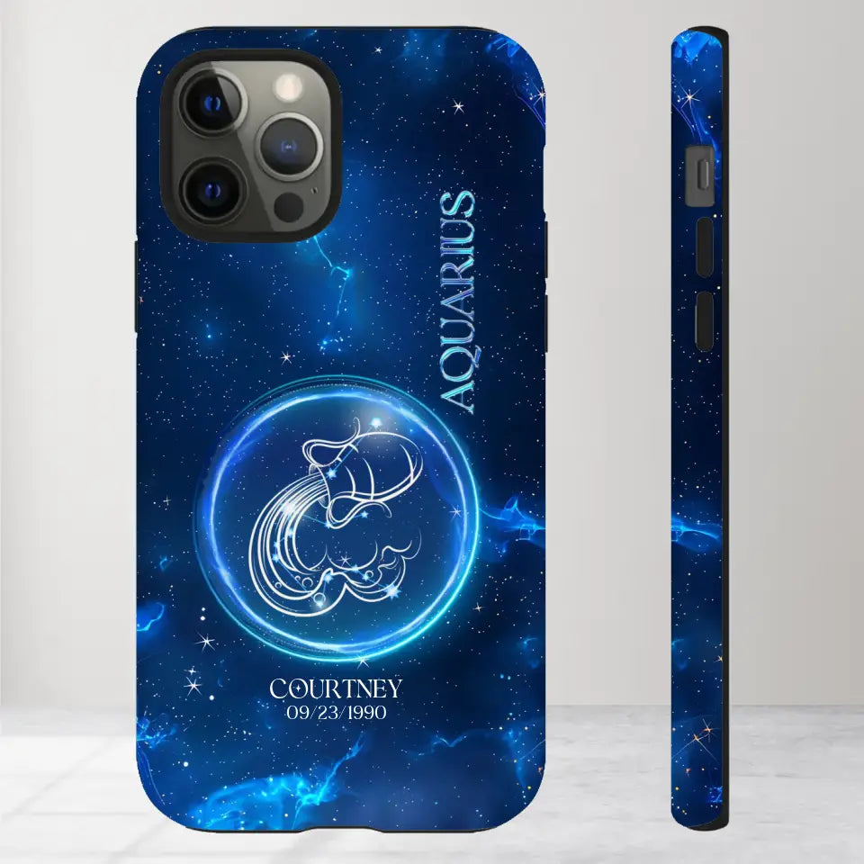 Zodiac Signs In Dark Blue Sky - Custom Zodiac - Personalized Gifts For Her - iPhone Tough Phone Case