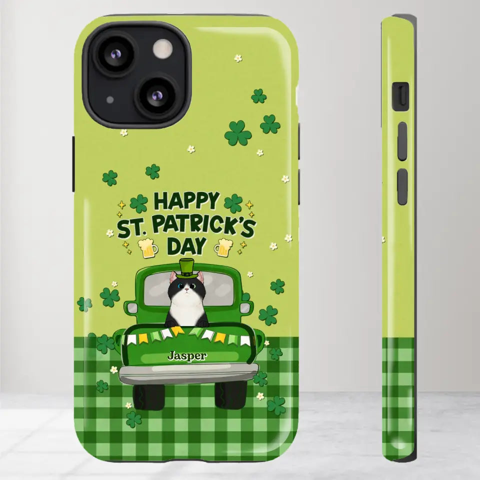 Cat Patrick's Day - Custom Name - Personalized Gifts For Cat Lovers- iPhone Tough Phone Case