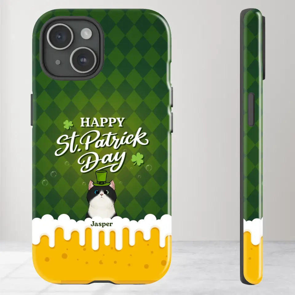 St. Patrick's Day Gifts For Cat Lovers - Custom Name - Personalized Gifts For Cat Lovers - iPhone Tough Phone Case