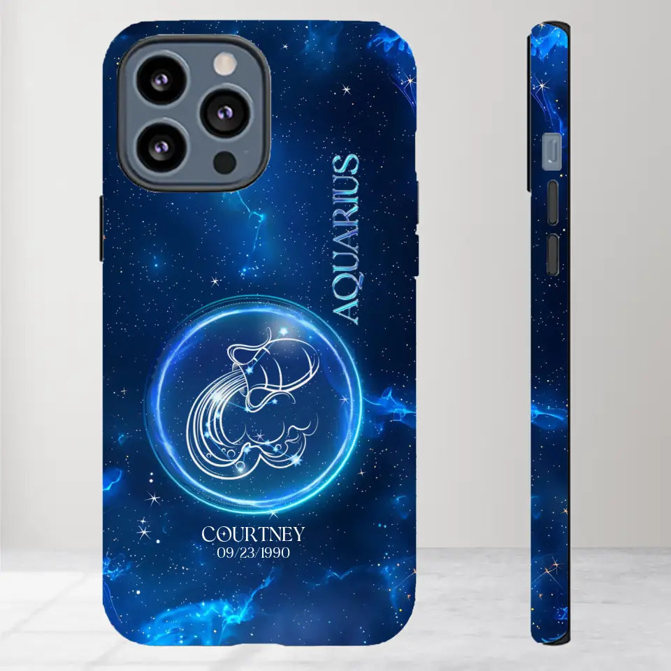 Zodiac Signs In Dark Blue Sky - Custom Zodiac - Personalized Gifts For Her - iPhone Tough Phone Case