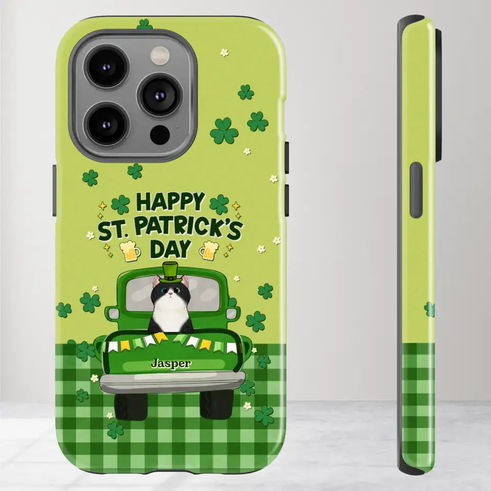 Cat Patrick's Day - Custom Name - Personalized Gifts For Cat Lovers- iPhone Tough Phone Case