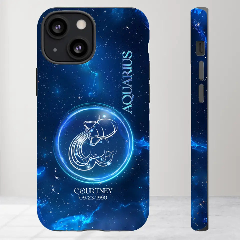 Zodiac Signs In Dark Blue Sky - Custom Zodiac - Personalized Gifts For Her - iPhone Tough Phone Case