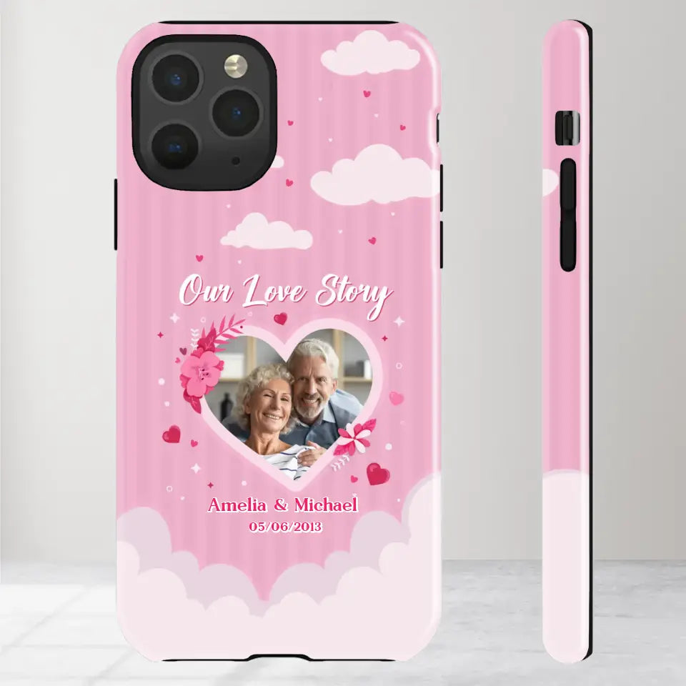 Our Love Story With Our Half - Personalized Gifts For Couples - iPhone Tough Phone Case