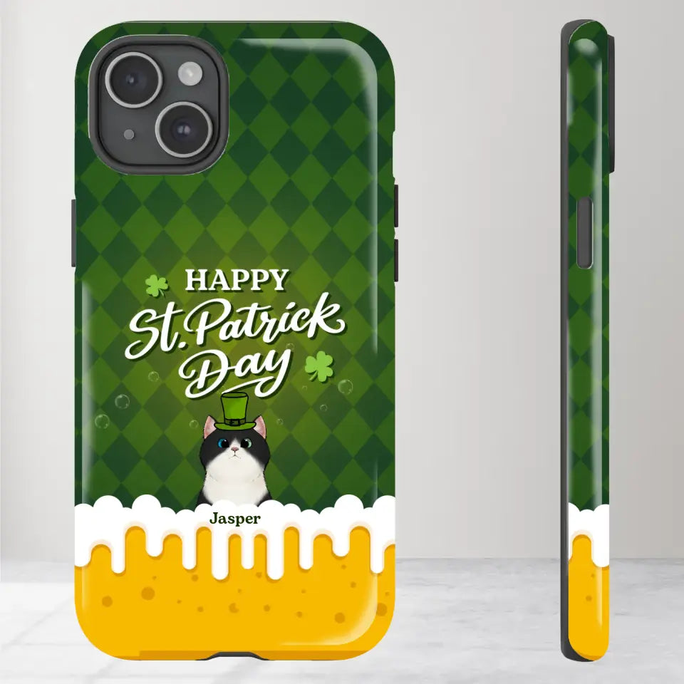 St. Patrick's Day Gifts For Cat Lovers - Custom Name - Personalized Gifts For Cat Lovers - iPhone Tough Phone Case