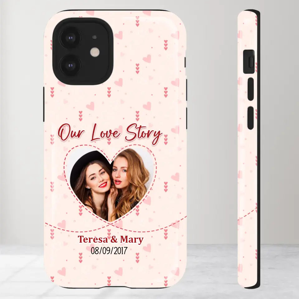 Our Love Story With Girly Vibe - Personalized Gifts For Couples - iPhone Tough Phone Case