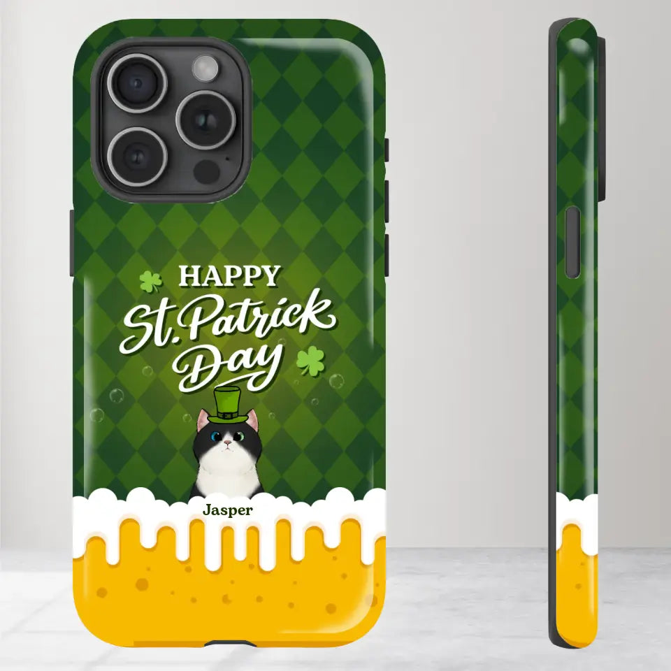 St. Patrick's Day Gifts For Cat Lovers - Custom Name - Personalized Gifts For Cat Lovers - iPhone Tough Phone Case