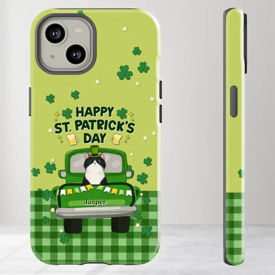 Cat Patrick's Day - Custom Name - Personalized Gifts For Cat Lovers- iPhone Tough Phone Case