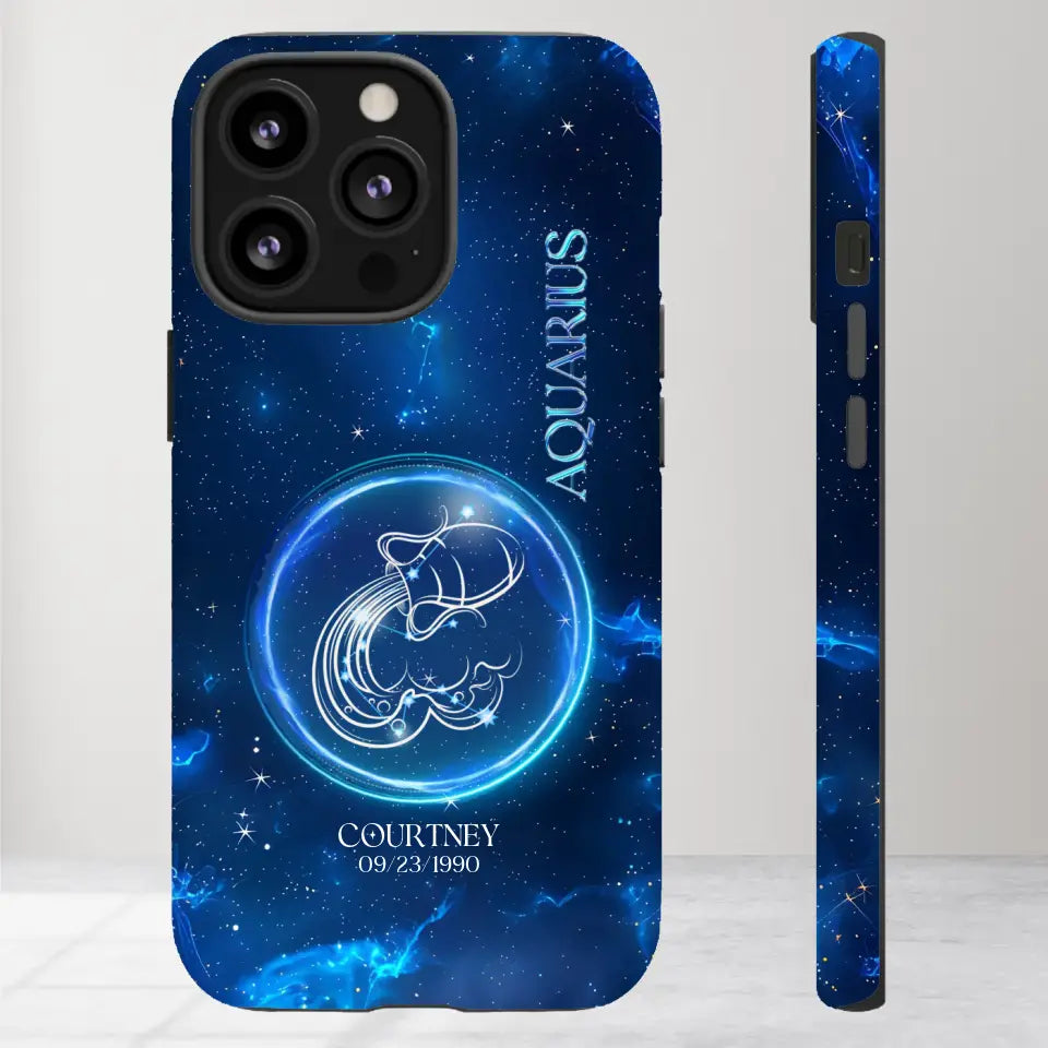 Zodiac Signs In Dark Blue Sky - Custom Zodiac - Personalized Gifts For Her - iPhone Tough Phone Case