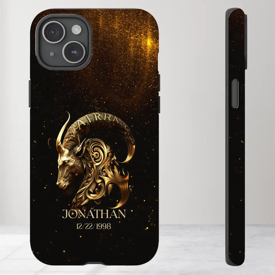 Golden Zodiac - Custom Zodiac - Personalized Gifts For Him - iPhone Tough Phone Case