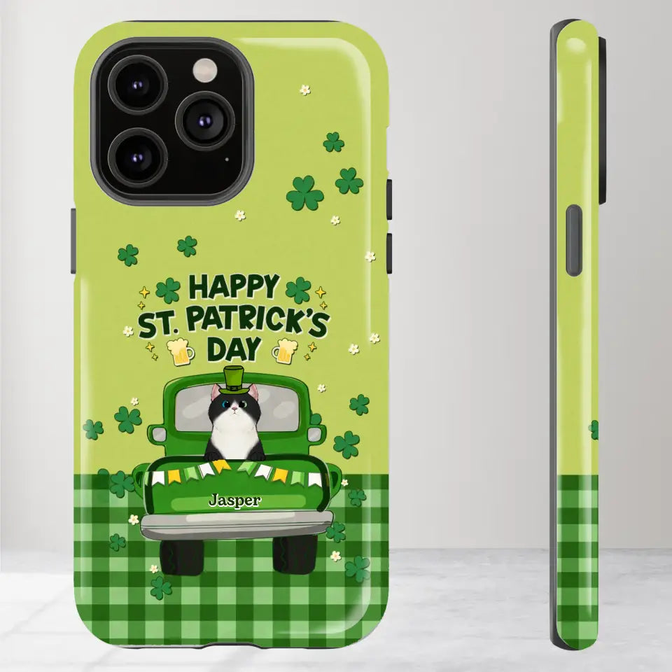 Cat Patrick's Day - Custom Name - Personalized Gifts For Cat Lovers- iPhone Tough Phone Case