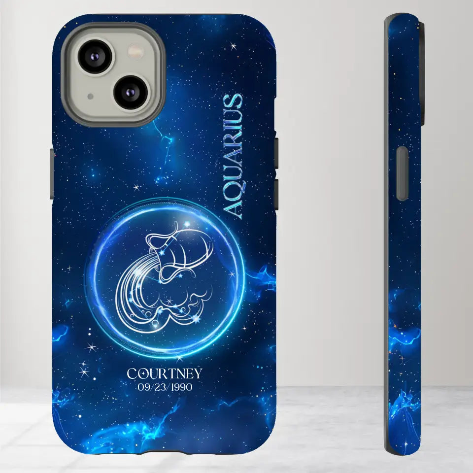 Zodiac Signs In Dark Blue Sky - Custom Zodiac - Personalized Gifts For Her - iPhone Tough Phone Case