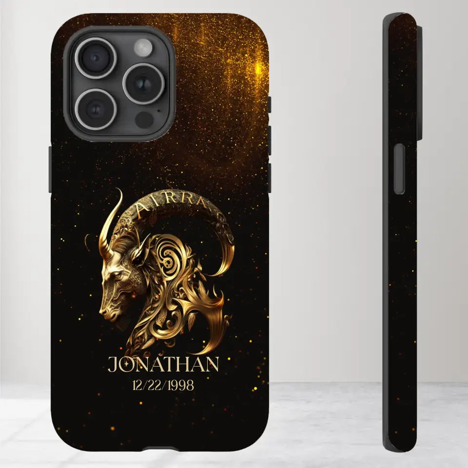 Golden Zodiac - Custom Zodiac - Personalized Gifts For Him - iPhone Tough Phone Case