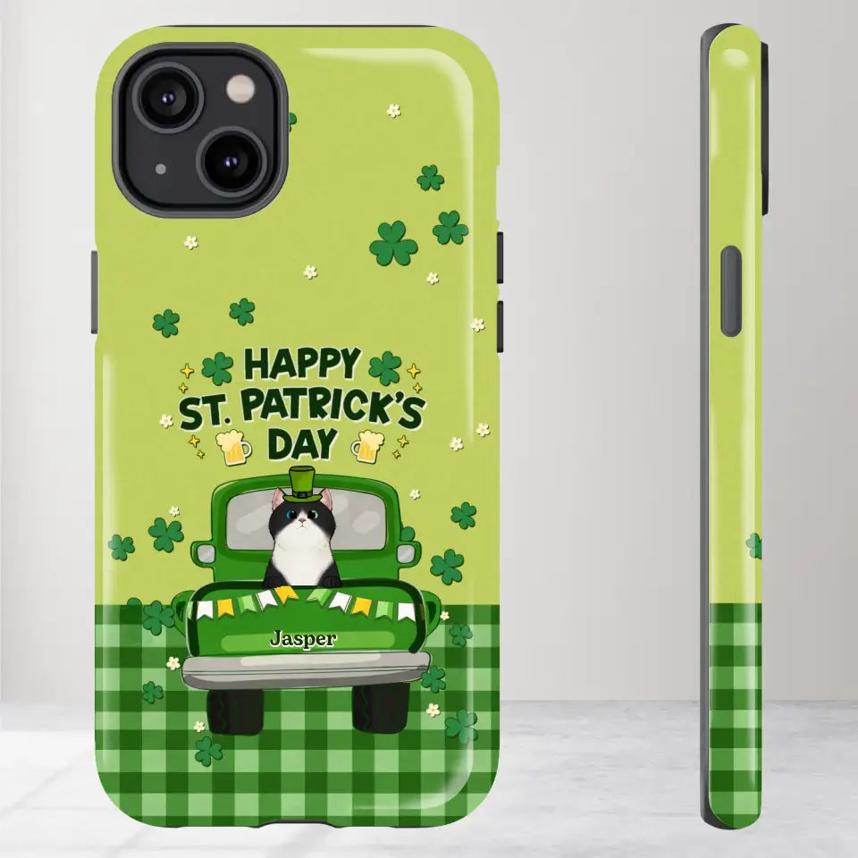 Cat Patrick's Day - Custom Name - Personalized Gifts For Cat Lovers- iPhone Tough Phone Case