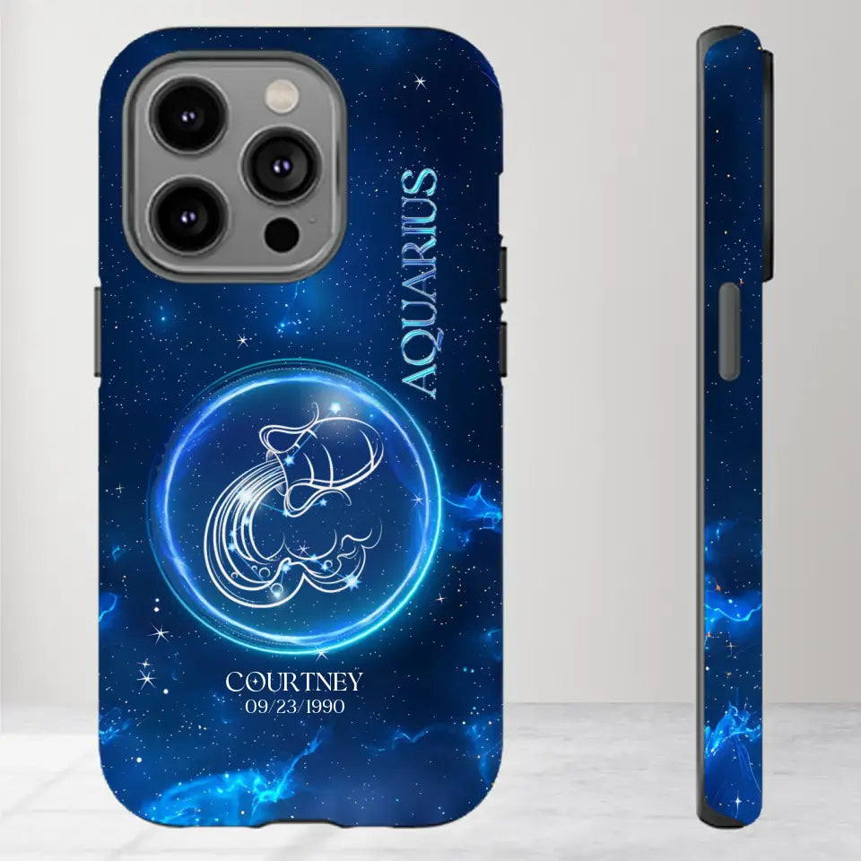 Zodiac Signs In Dark Blue Sky - Custom Zodiac - Personalized Gifts For Her - iPhone Tough Phone Case