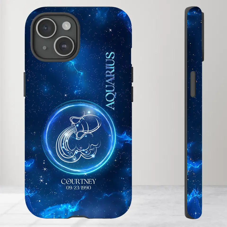 Zodiac Signs In Dark Blue Sky - Custom Zodiac - Personalized Gifts For Her - iPhone Tough Phone Case