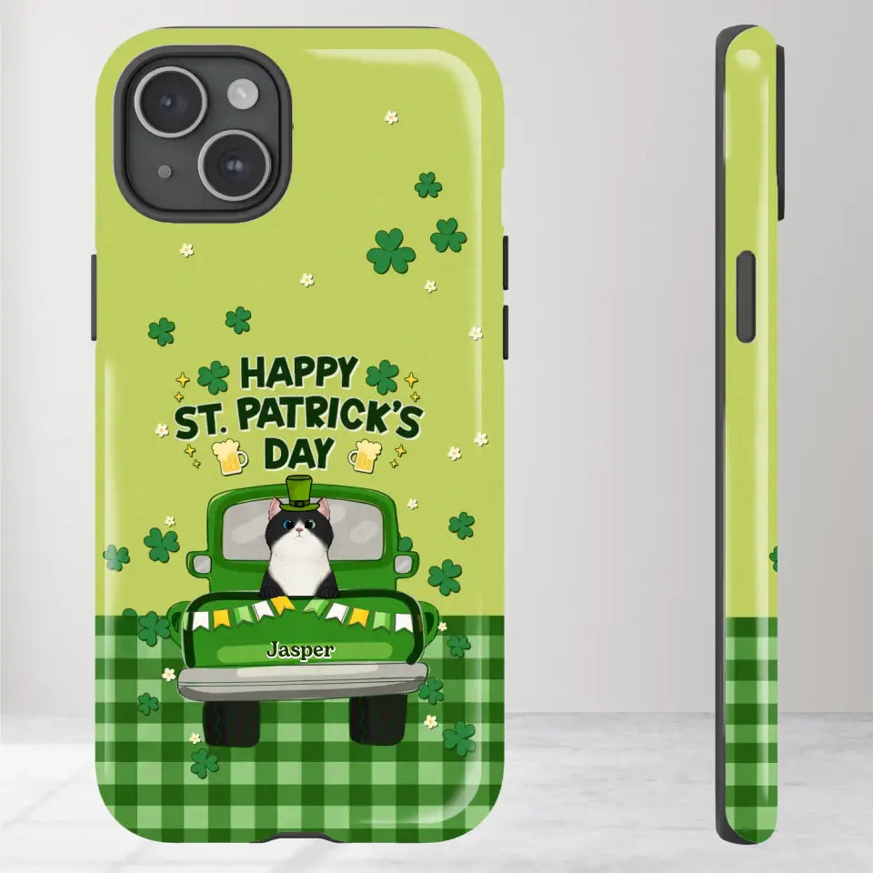 Cat Patrick's Day - Custom Name - Personalized Gifts For Cat Lovers- iPhone Tough Phone Case