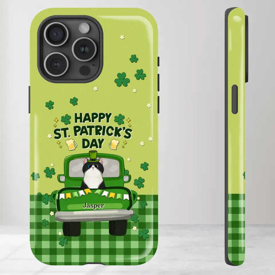 Cat Patrick's Day - Custom Name - Personalized Gifts For Cat Lovers- iPhone Tough Phone Case