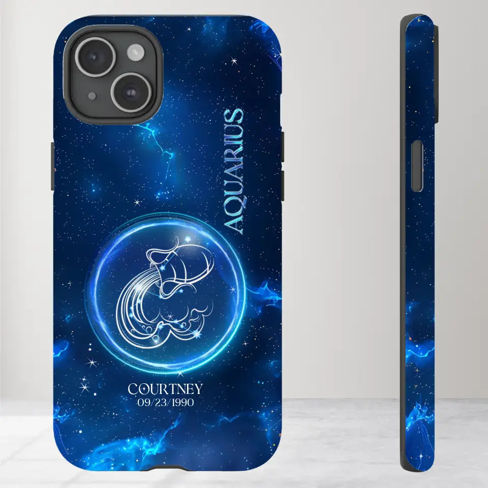 Zodiac Signs In Dark Blue Sky - Custom Zodiac - Personalized Gifts For Her - iPhone Tough Phone Case