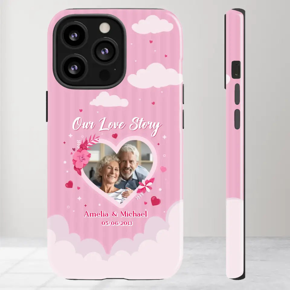 Our Love Story With Our Half - Personalized Gifts For Couples - iPhone Tough Phone Case