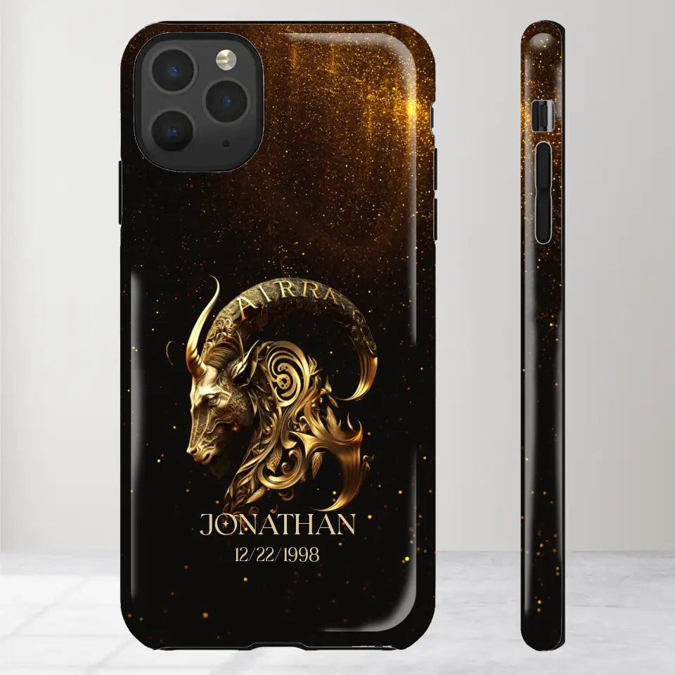 Golden Zodiac - Custom Zodiac - Personalized Gifts For Him - iPhone Tough Phone Case